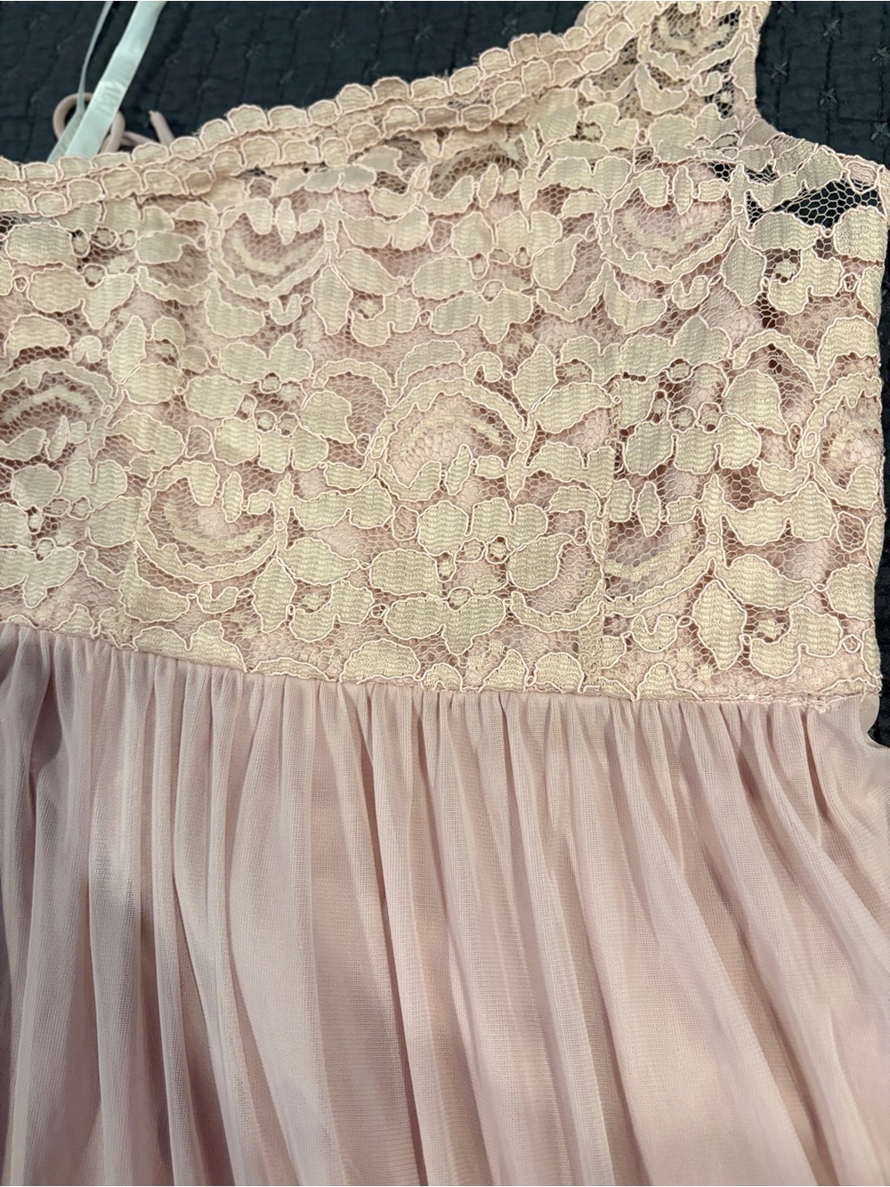 David's Bridal One-Shoulder Lace Bodice Maxi Dress in Blush - Picture 4 of 4
